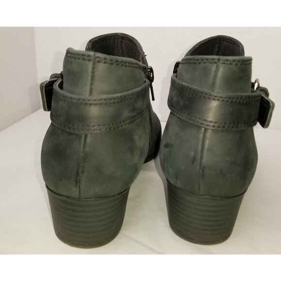 CLARKS COLLECTION Women's Black Adreena Field Leather Booties Block Heel Sz 10M - Picture 7 of 9